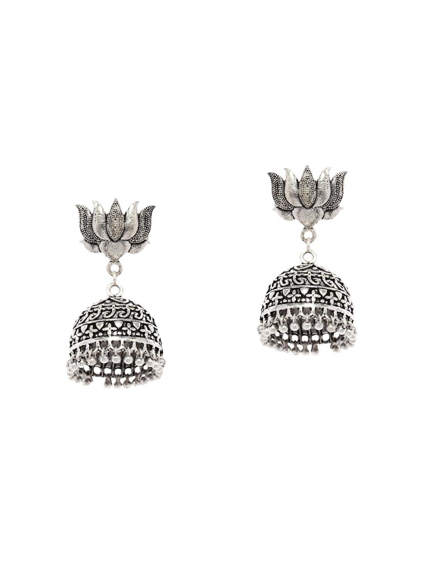silver metal jhumka earrings - 14424215 - Zoom Image - 1