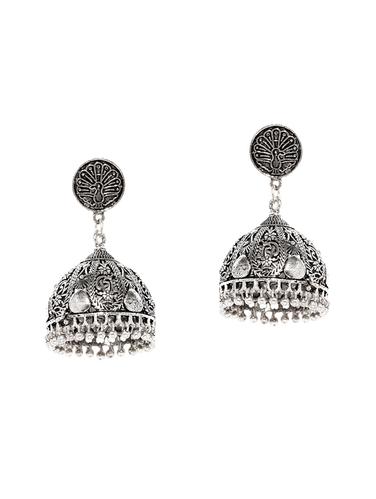 silver metal jhumka earrings - 14424224 - Very Small Image - 1
