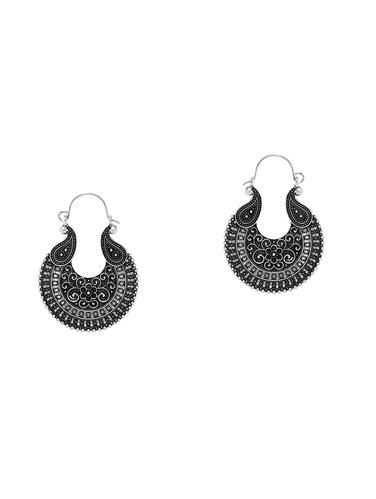 silver metal hoop earrings - 14424225 - Very Small Image - 1