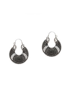silver metal hoop earrings - 14424228 - Standard Image - 1