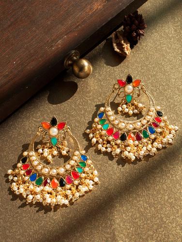 multi metal drop earring - 14424237 - Very Small Image - 1