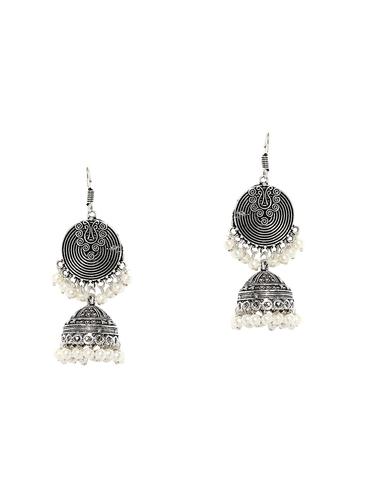silver metal drop earring - 14424252 - Very Small Image - 1