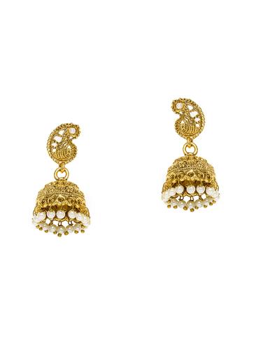 gold metal drop earrings - 14424261 - Very Small Image - 1