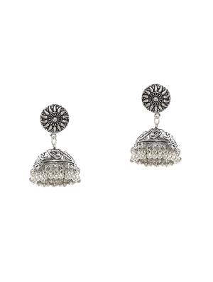 silver metal jhumka earrings - 14424266 - Standard Image - 1