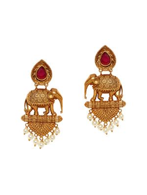 gold metal drop earrings - 14424327 - Standard Image - 1