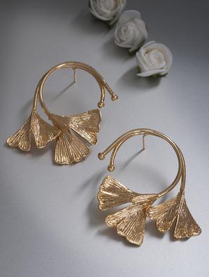 gold metal studs earrings - 14424334 - Standard Image - 1