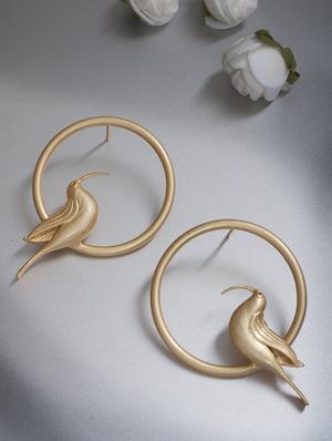 gold metal studs earrings - 14424346 - Standard Image - 1
