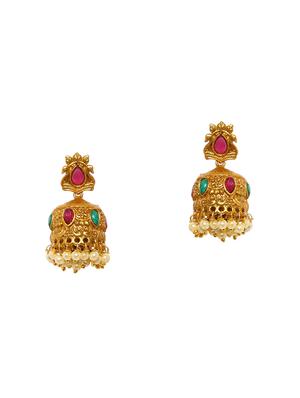 gold metal jhumka earrings - 14424350 - Standard Image - 1