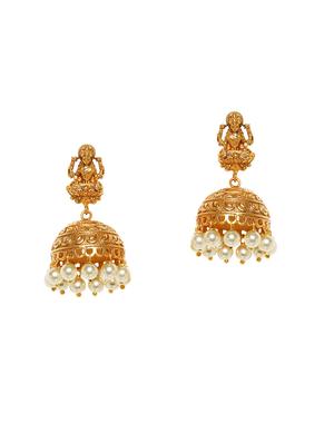 gold metal jhumka earrings - 14424353 - Standard Image - 1