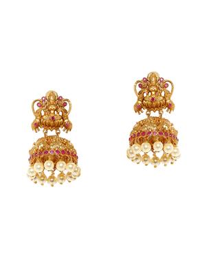 gold metal jhumka earrings - 14424355 - Standard Image - 1