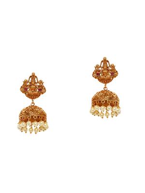 gold metal jhumka earrings - 14424357 - Standard Image - 1