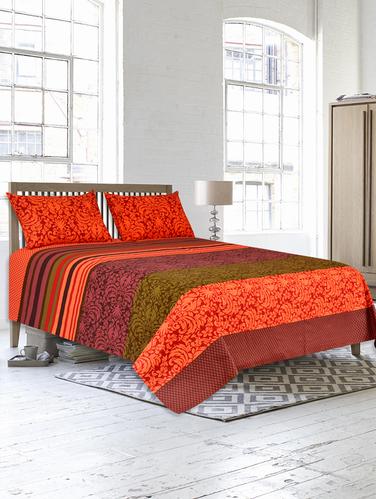 Pure Cotton Printed King Size Bed Sheet With Two Pillow Covers - 14424657 - Very Small Image - 1