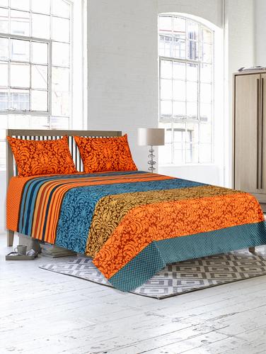 Pure Cotton Printed King Size Bed Sheet With Two Pillow Covers - 14424658 - Very Small Image - 1