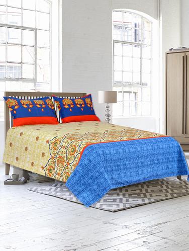 Pure Cotton Printed King Size Bed Sheet With Two Pillow Covers - 14424663 - Very Small Image - 1