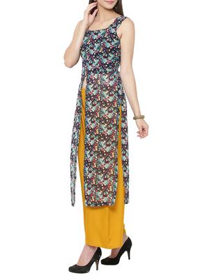 blue georgette high-slit kurta - 14424779 - Standard Image - 2