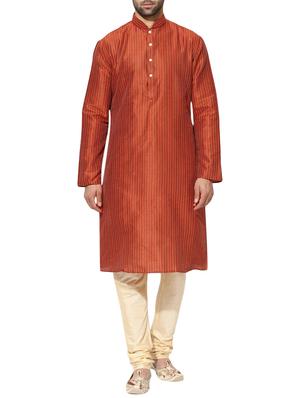 orange dupion long kurta - 14424882 - Standard Image - 1