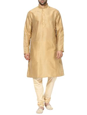 beige dupion long kurta - 14424886 - Standard Image - 1