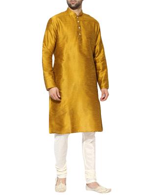 gold dupion long kurta - 14424890 - Standard Image - 1