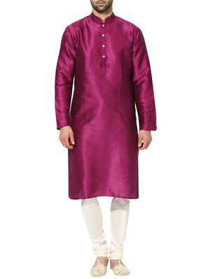 purple dupion long kurta - 14424893 - Standard Image - 1