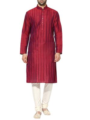 red dupion long kurta - 14424895 - Standard Image - 1