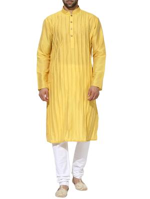 yellow dupion long kurta - 14424897 - Standard Image - 1