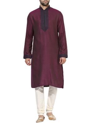 purple dupion long kurta - 14424904 - Standard Image - 1