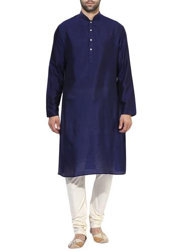 dark blue silk blend long kurta - 14424907 - Very Small Image - 1