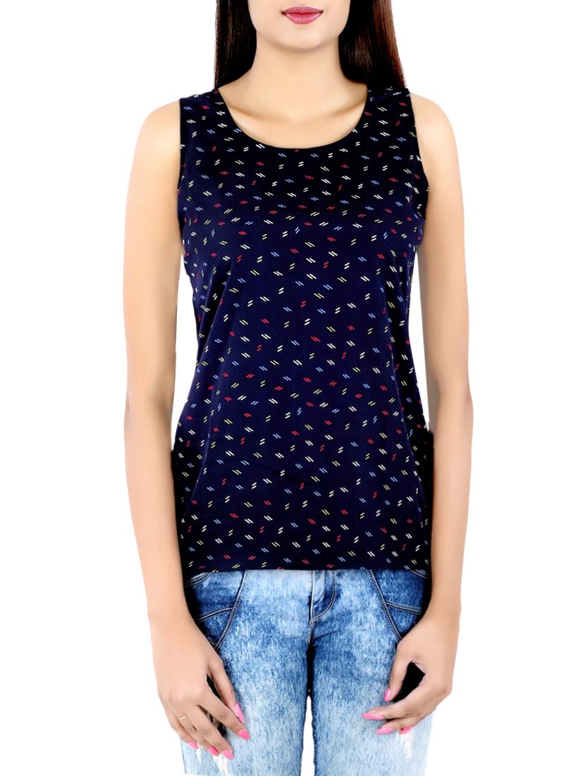 navy blue printed top - 14425068 - Zoom Image - 1