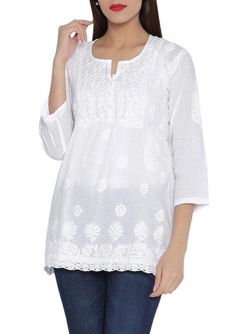 chikankari straight kurti - 14425141 - Standard Image - 1