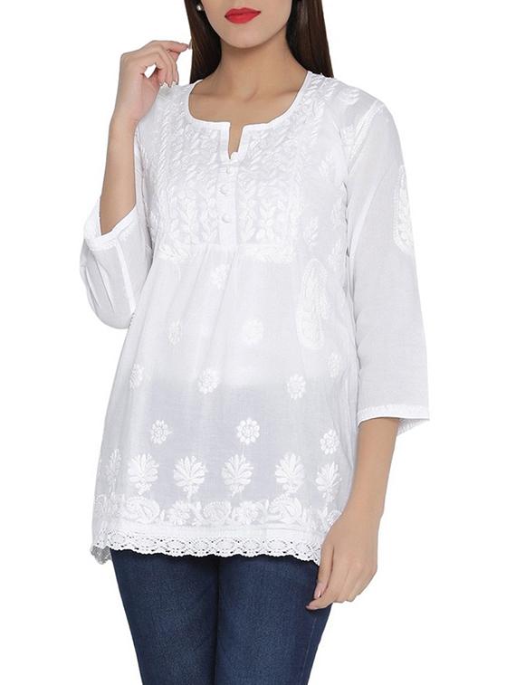 chikankari straight kurti - 14425141 - Zoom Image - 1