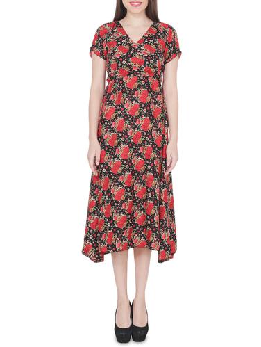 black crepe fit & flare dress - 14425973 - Very Small Image - 1