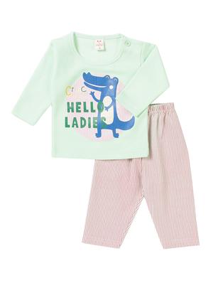 green cotton nightwear set - 14425985 - Standard Image - 1