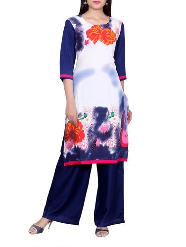 White rayon straight kurta - 14427151 - Very Small Image - 1