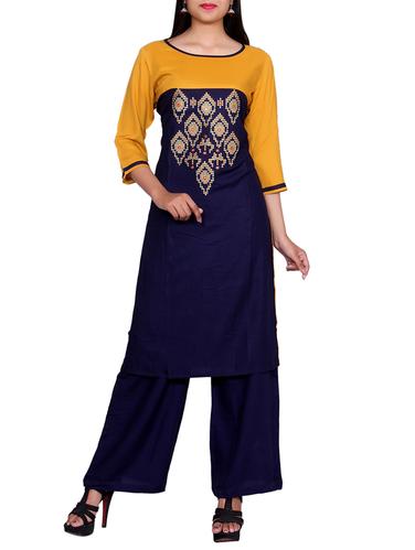 Blue rayon straight kurta - 14427157 - Very Small Image - 1