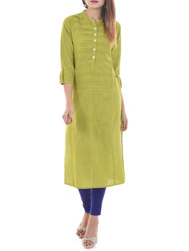 green rayon solid kurta - 14427551 - Very Small Image - 1