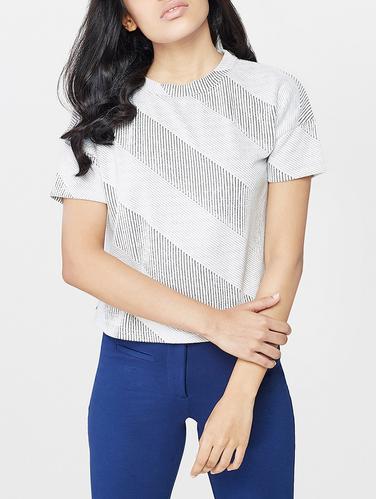 White rayon stripped top - 14427758 - Very Small Image - 1