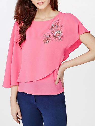 pink cape sleeved top - 14427790 - Very Small Image - 1