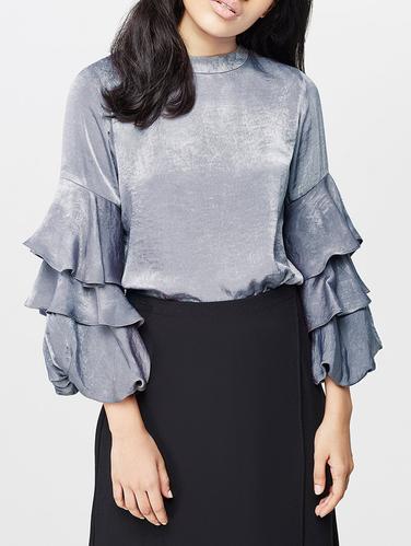 grey ruffle top - 14427808 - Very Small Image - 1