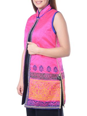 pink printed casual jacket - 14428128 - Standard Image - 3