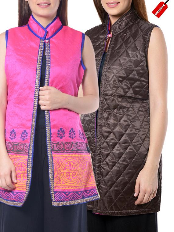 pink printed casual jacket - 14428128 - Zoom Image - 1