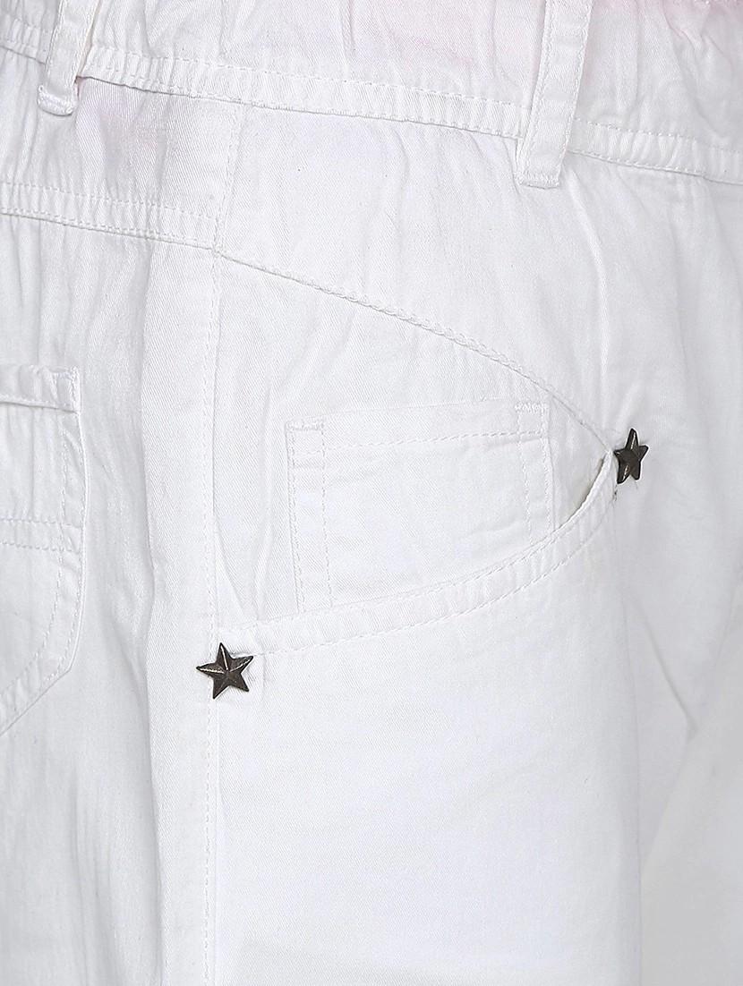 white cotton three-fourth shorts - 14428189 - Zoom Image - 3