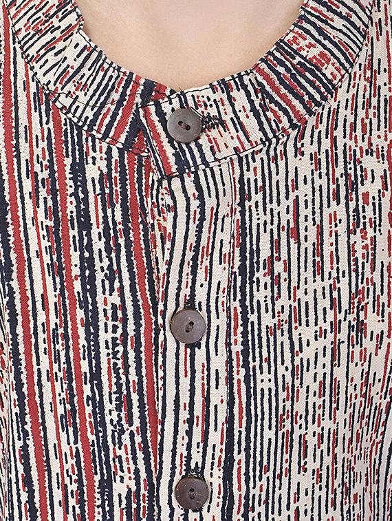 red cotton kurta set - 14428913 - Zoom Image - 5