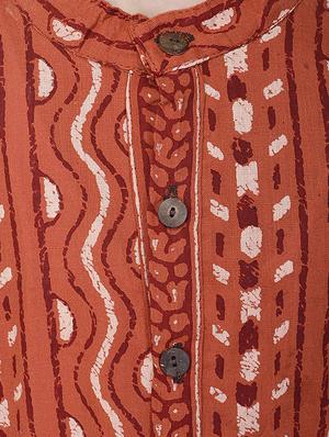 orange and white cotton kurta set - 14428917 - Standard Image - 5