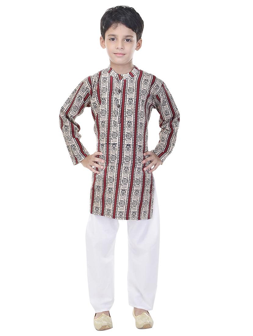 red cotton kurta set - 14428920 - Zoom Image - 4