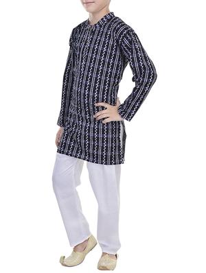 black cotton kurta set - 14428926 - Standard Image - 2