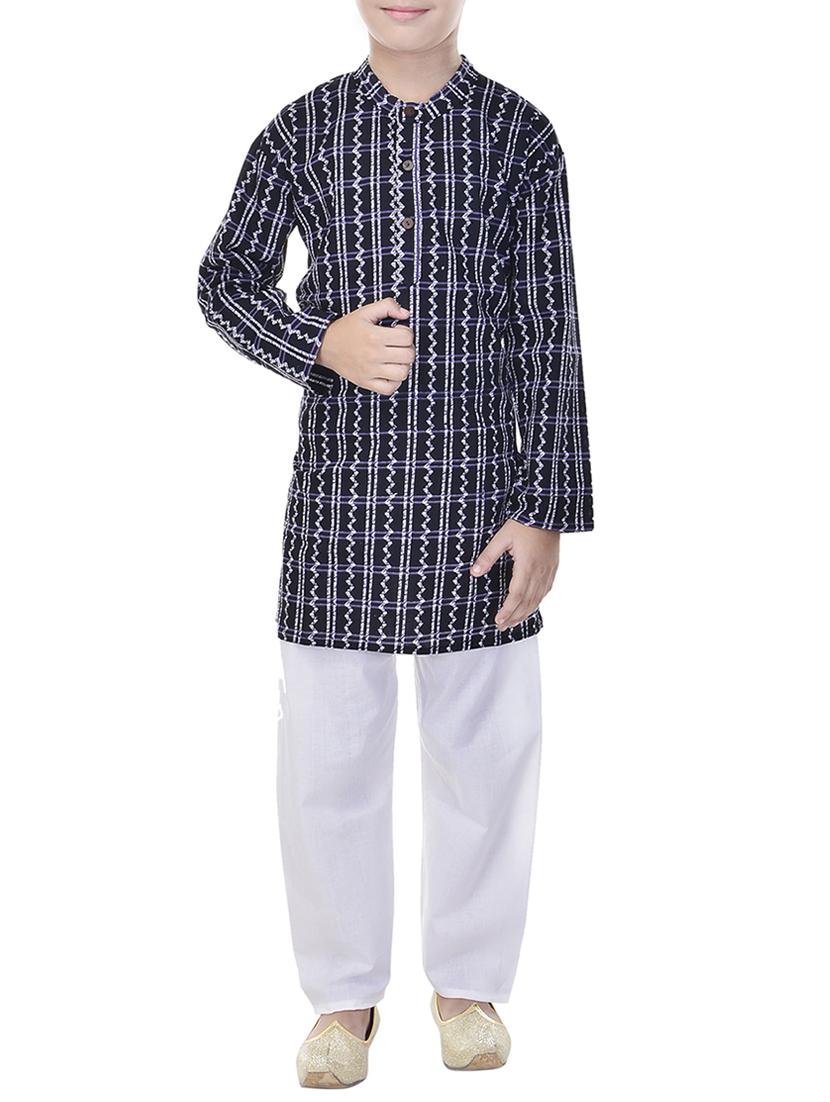 black cotton kurta set - 14428926 - Zoom Image - 1