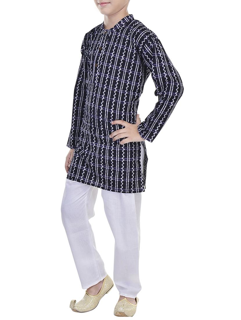 black cotton kurta set - 14428926 - Zoom Image - 2