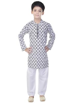 white cotton kurta set - 14428929 - Standard Image - 4