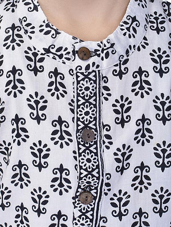 white cotton kurta set - 14428929 - Zoom Image - 5