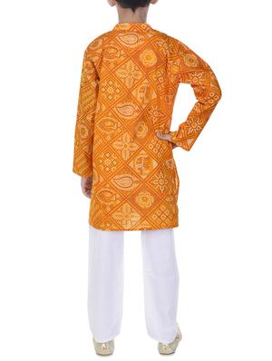 yellow and white cotton kurta set - 14428931 - Standard Image - 3